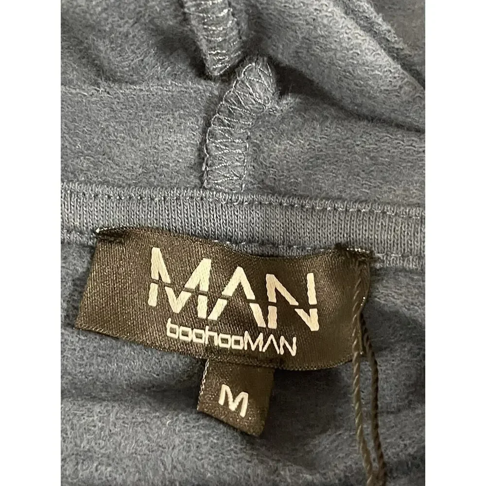 Boohoo Hoodie Mens Medium Pullover Sweatshirt Striped Blue Long Sleeve N14